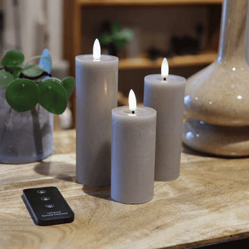 LED-blockljusset Ø5 med 3 blockljus & fjärrkontroll – Grå