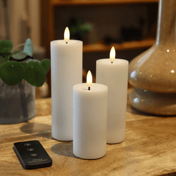 LED-blockljusset Ø5 med 3 blockljus & fjärrkontroll – Vit