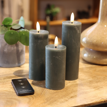 LED-blockljusset Ø5 med 3 blockljus & fjärrkontroll – Grön