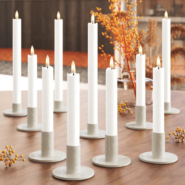 10-pack - Romantik LED Kronljus Paket – Vit – 6 st 15 cm | 4 st 24 cm