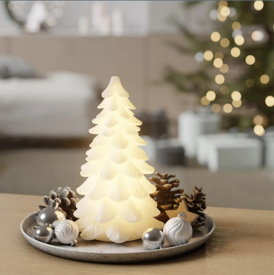 LED Julgran H 16 cm – Stearin – Vit – Deluxe Homeart