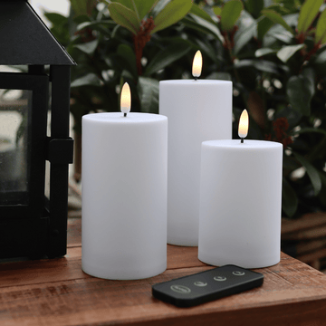 Utomhus LED-Blockljus Ø7 – Set med 3 st. i Vitt - Premium