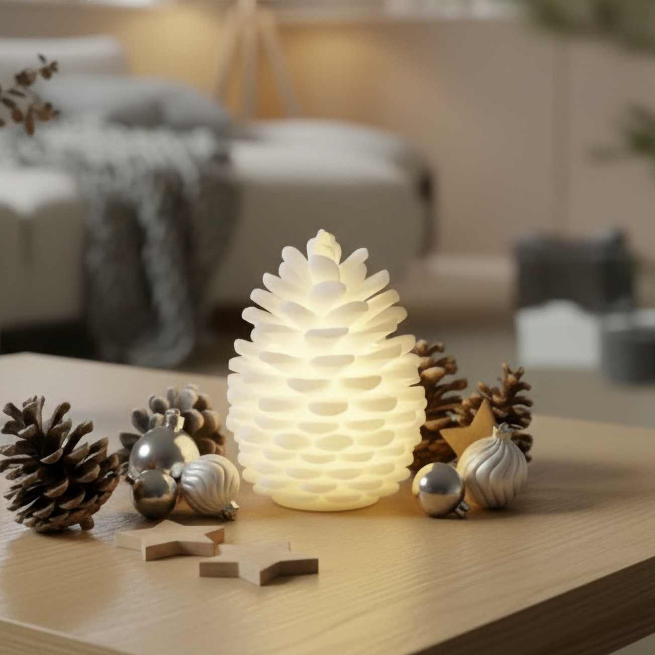 LED Grankotte Stearin (13 cm) – Deluxe Homeart